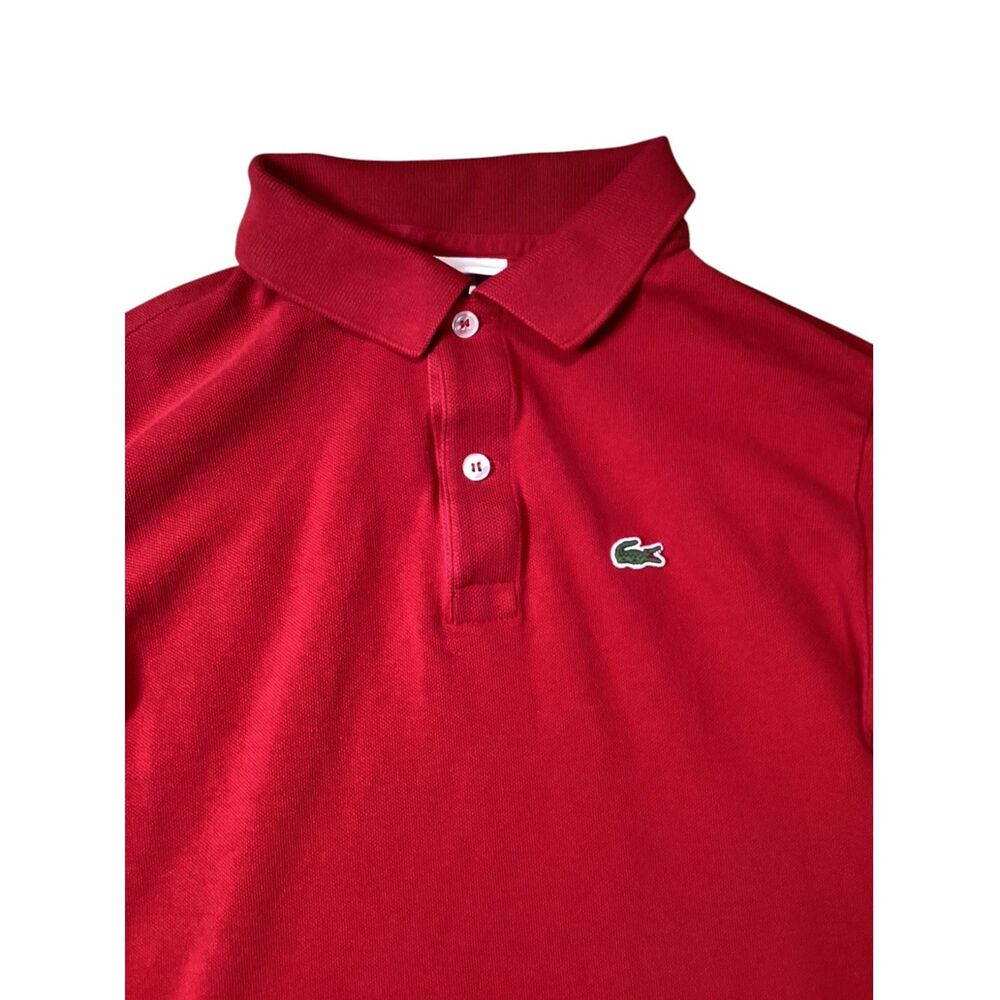Lacoste Boys Long Sleeve Polo Shirt Red Size 14 164cm Made in Peru